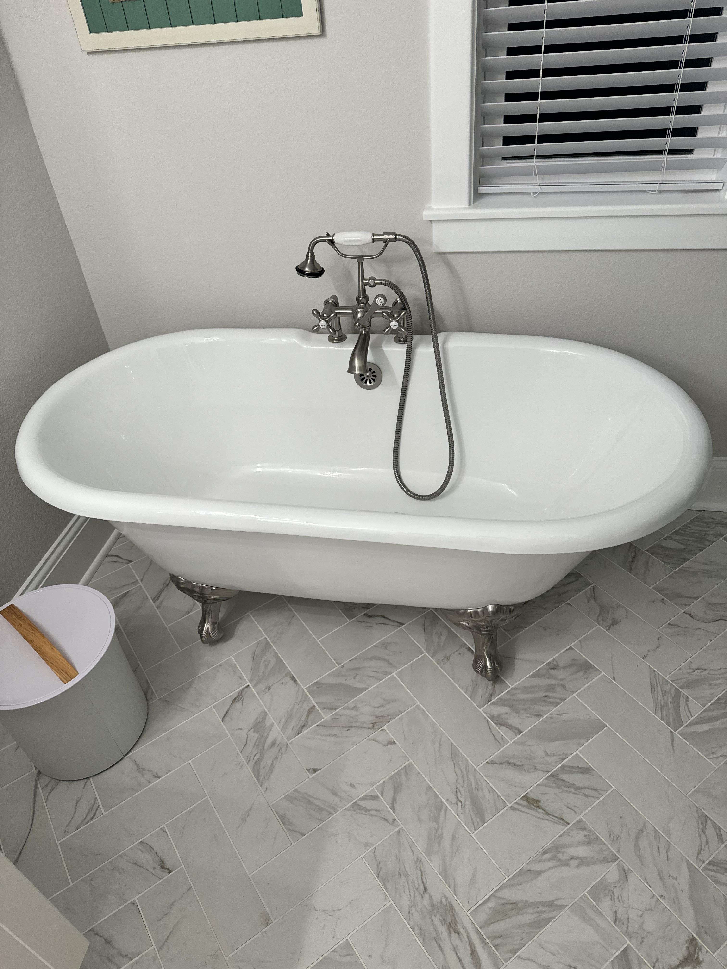 Deep cleaned bathroom with scrubbed grout and sanitized toilet