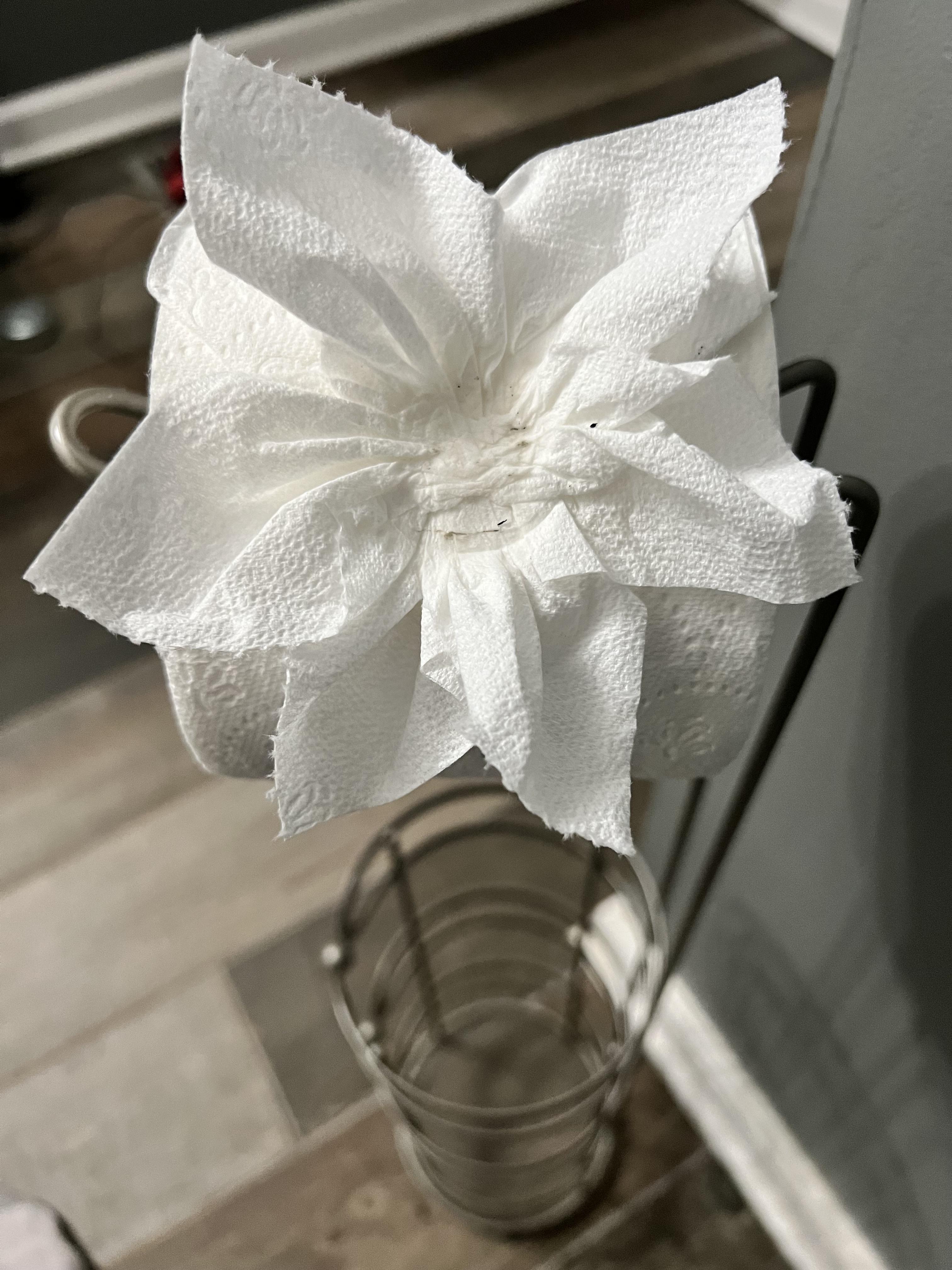 Creative toilet paper rose art — a No Time For Grime signature touch