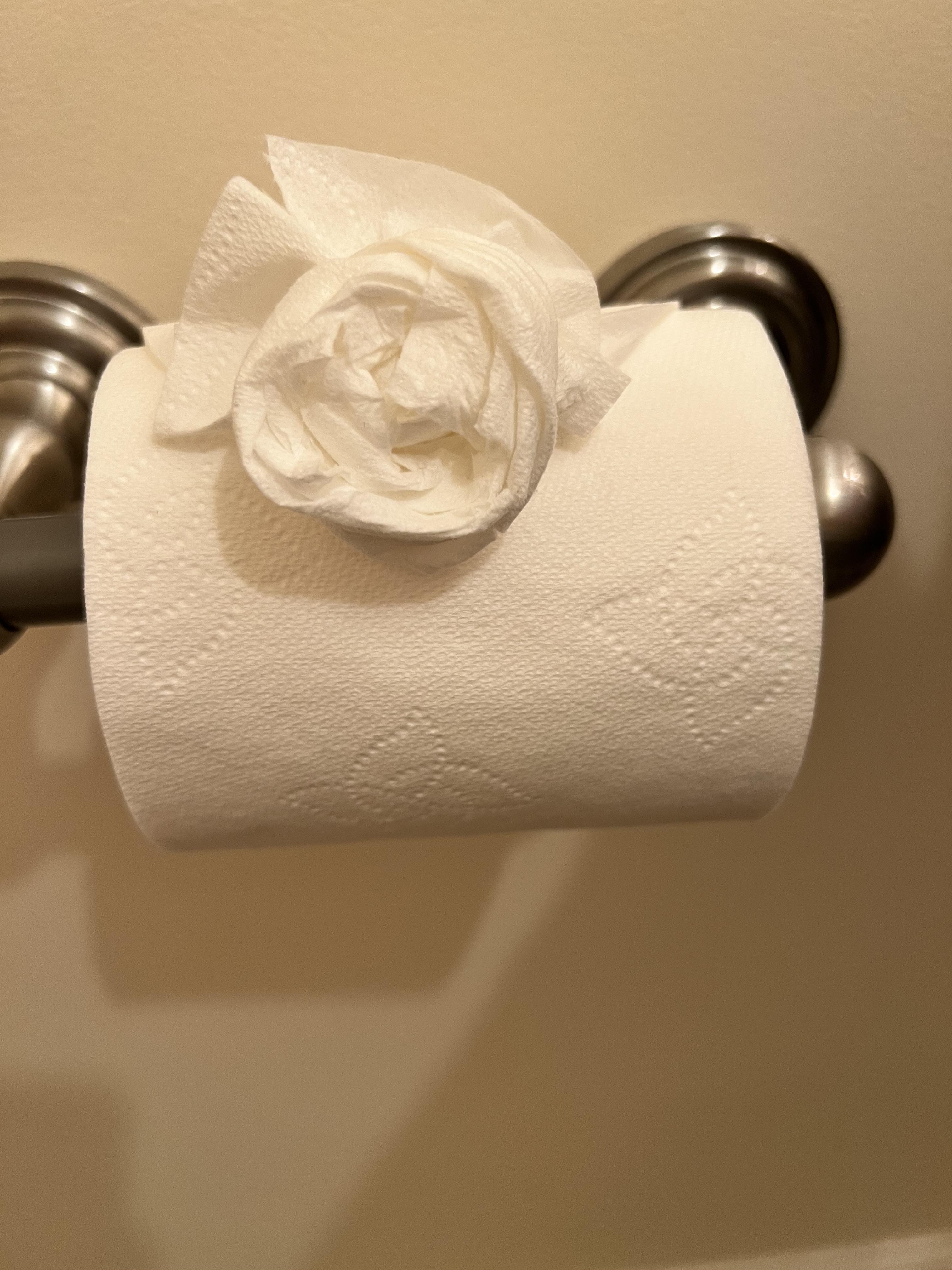Decorative toilet paper fold — a signature finishing touch